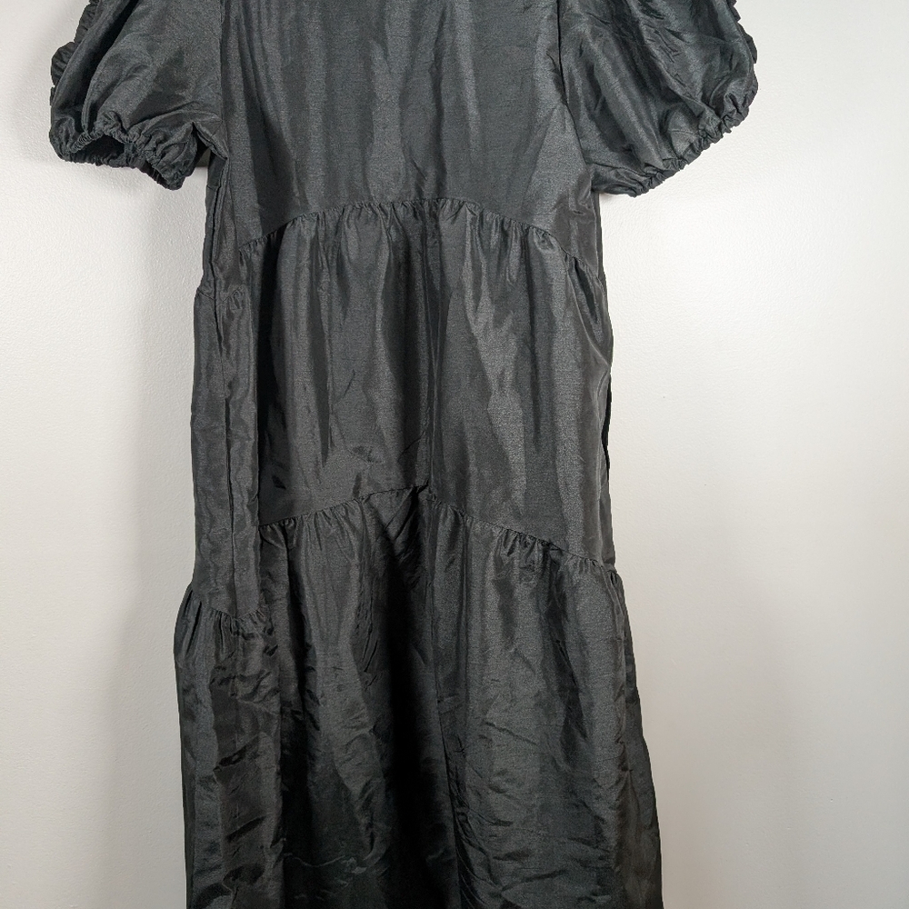 Kika Vargas Black Puff Sleeve Midi Dress - Picture 5 of 7
